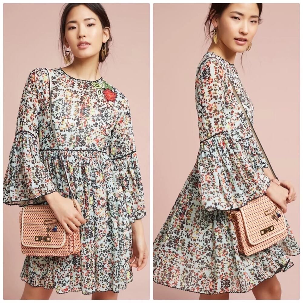 Anthropologie Bhanuni By Jyoti x Libra Women's Embroidered Tunic Dress‎ Size 4